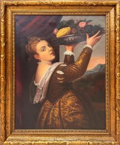 FANCIULLA CON VASSOIO DI FRUTTA E FIORI - SCUOLA VENETA
